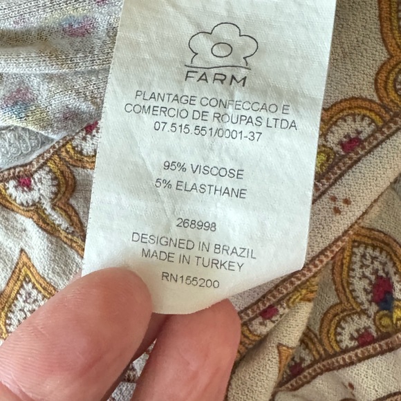 FARM RIO Anthropologie Cream and Brown Wide-Leg Pants Size Medium Petite - Picture 6 of 7